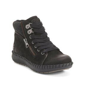 BIZA Black Leather Royalty Booties